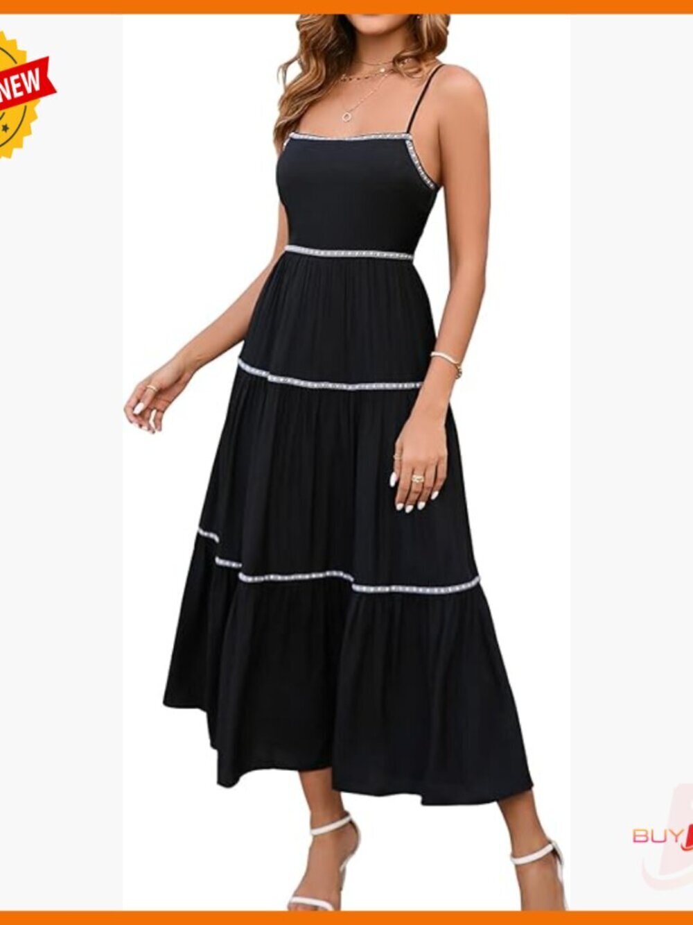 Summer Casual Long Dress Boho Spaghetti Strap Smocked Backless Beach Sundress